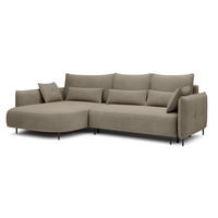 ECKSOFA Oblivio Hellbraun Velours - Hellbraun/Schwarz, Textil/Metall (285/200cm) - Selsey