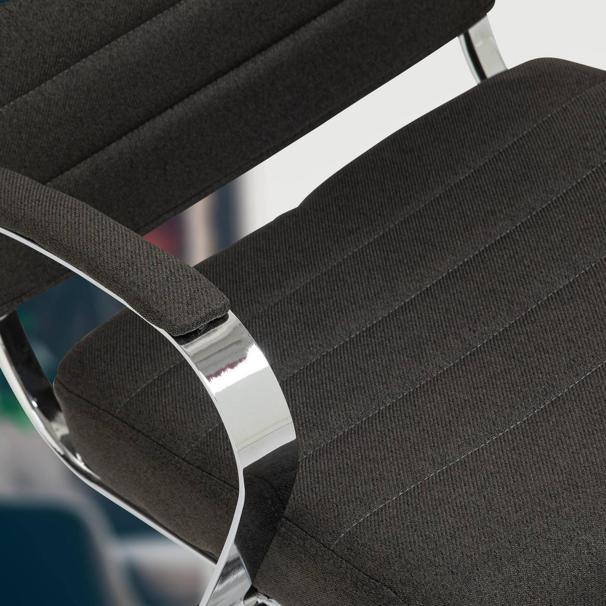 BÜROSTUHL Rynex Stoff dunkelgrau - Chromfarben/Dunkelgrau, Textil/Metall (57/100/62cm) - TPFLiving