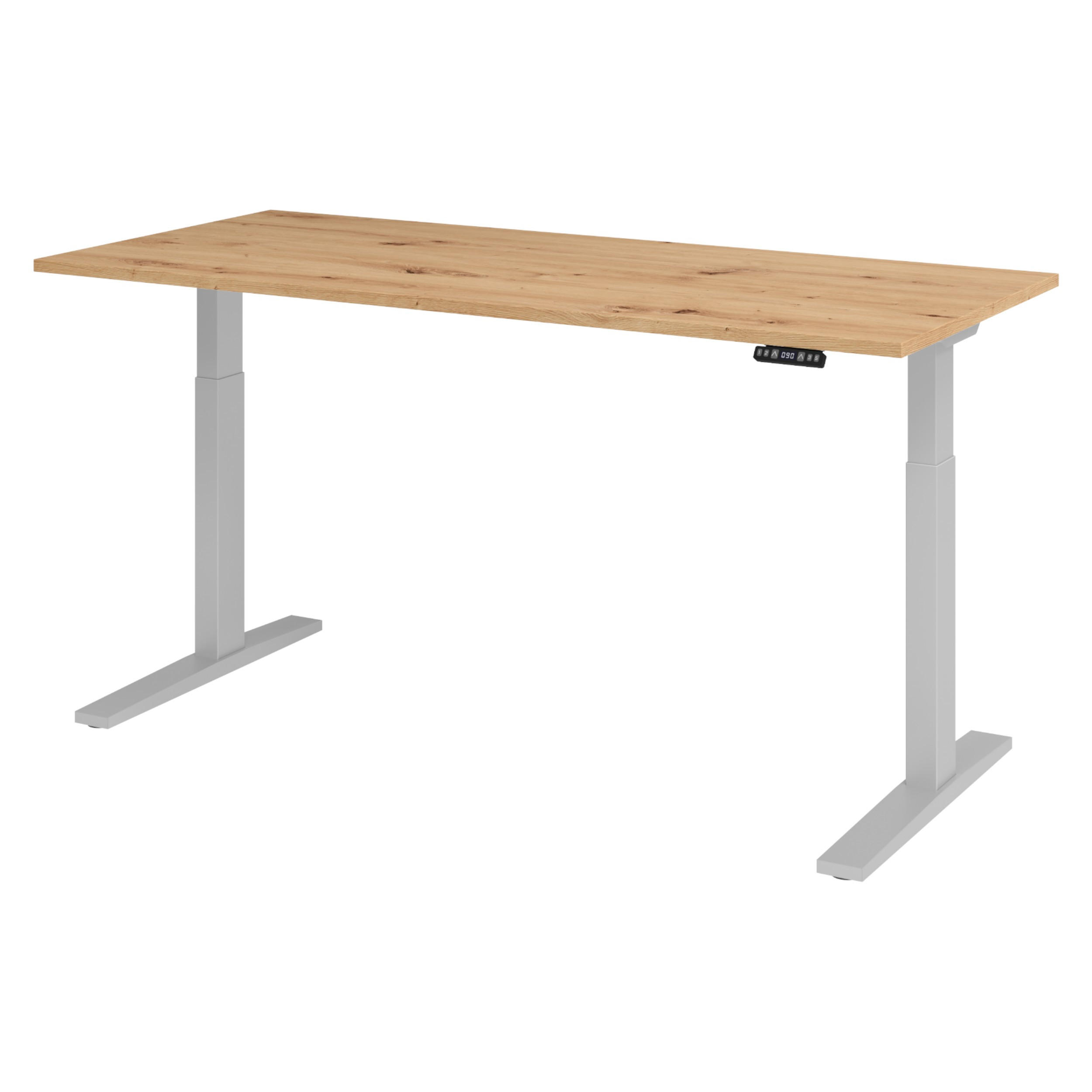 SCHREIBTISCH elektrisch XMKA 80/180/74 cm in Wildeiche/Silberfarben - Wildeiche/Silberfarben, Holzwerkstoff (80/180/74cm) - bümö