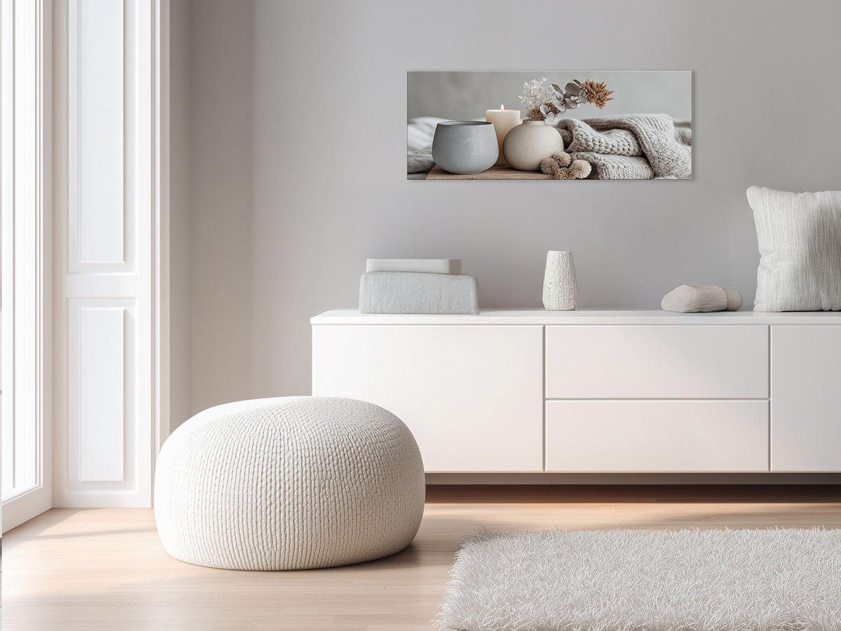 GLASBILD 80x30 cm Boho Stillleben beige grau - Beige, Glas (80/30cm) - artissimo