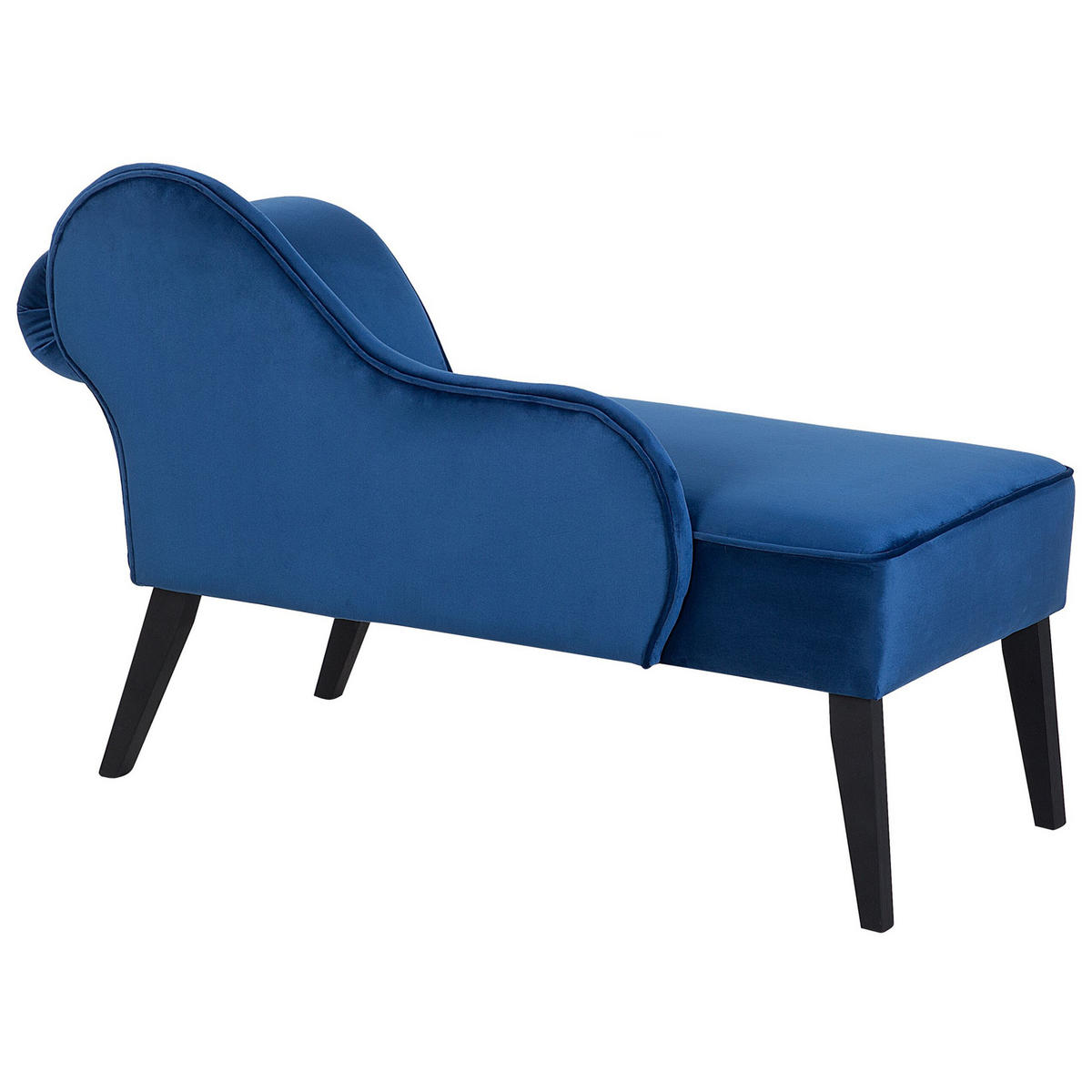 CHAISELONGUE Samtstoff marineblau rechtsseitig Biarritz - Blau, Textil (116/77/56cm) - Beliani