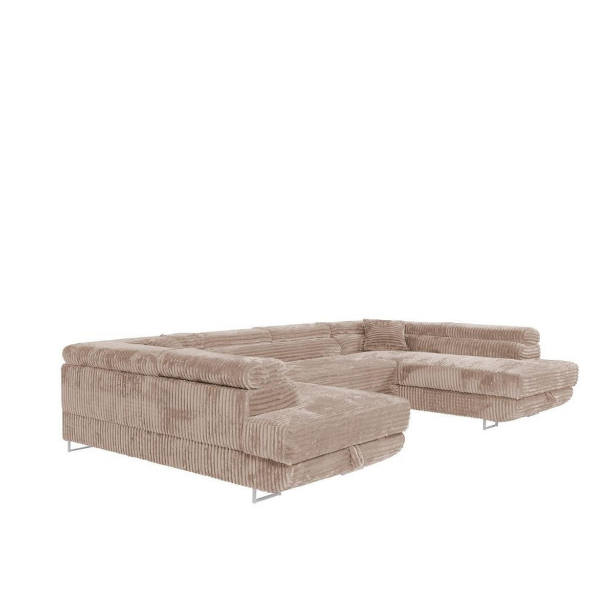 WOHNLANDSCHAFT Luis U mit Schlaffunktion und Bettkasten, 340 cm, Braun - Braun/Grau, Textil/Metall (340/88/205cm) - AN-Moebel 4u