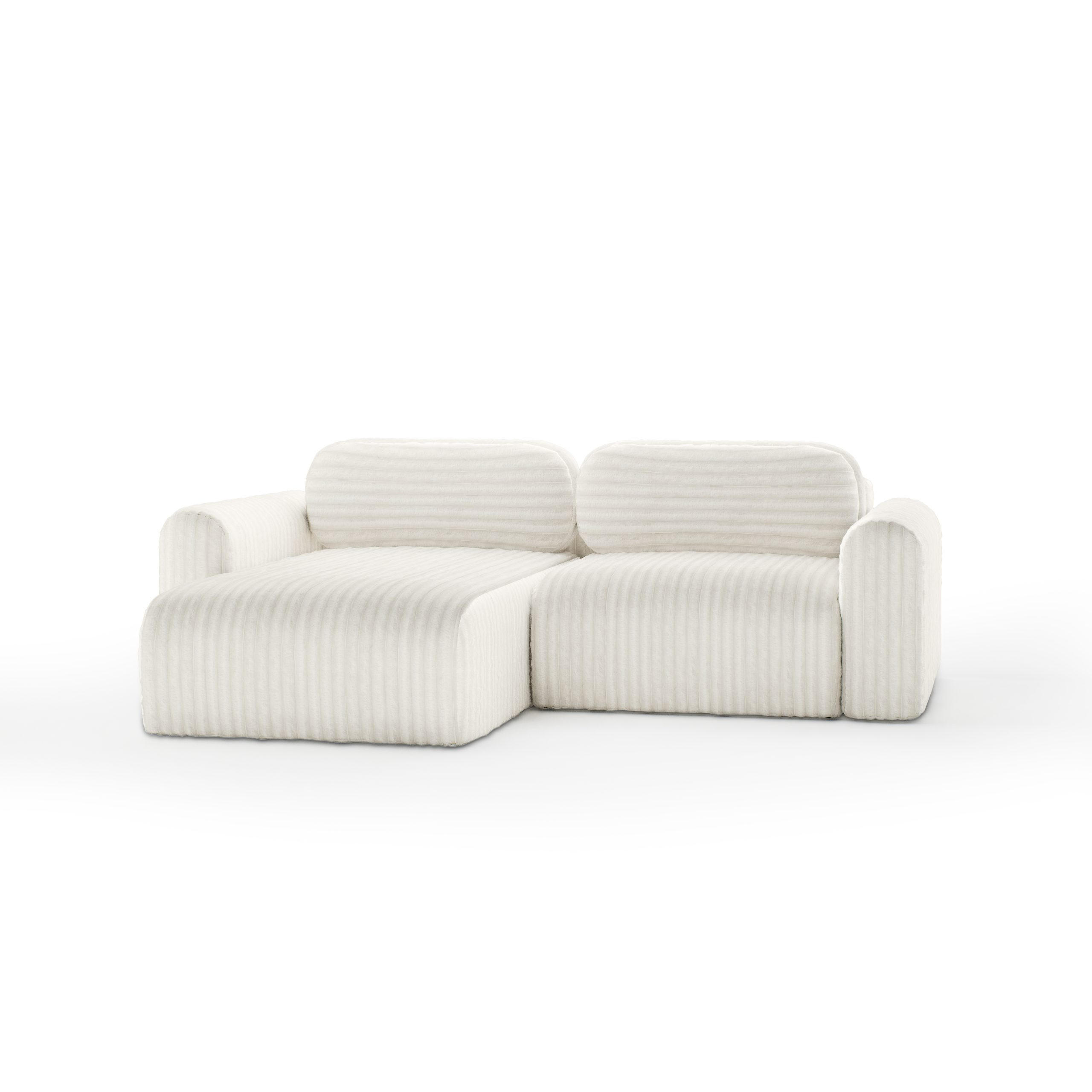 ECKSOFA mit Schlaffunktion Emmen Mini, Hellbeige - Beige, Textil (246/100cm) - Fedve