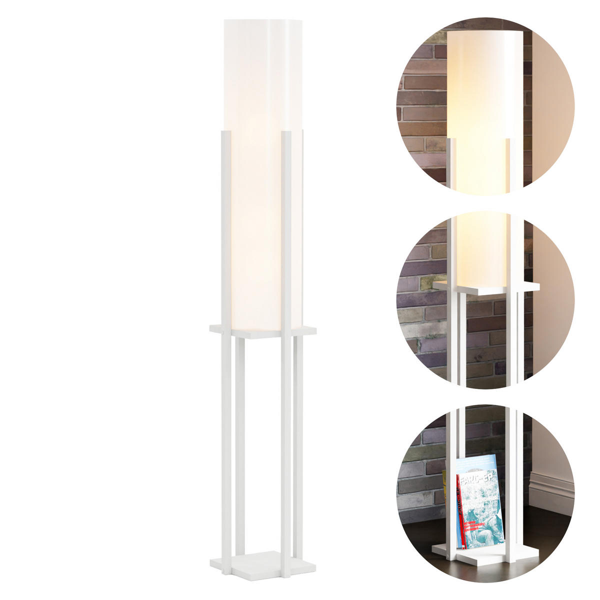 STEHLEUCHTE Gisborne - Weiß, Holzwerkstoff (25/25/146cm) - lux.pro