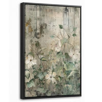 LEINWAND Bilder mit Rahmen - Blumen - Blätter - Abstrakt - Modern - 40x60 - Grau, Textil (40/60cm) - MuchoWow
