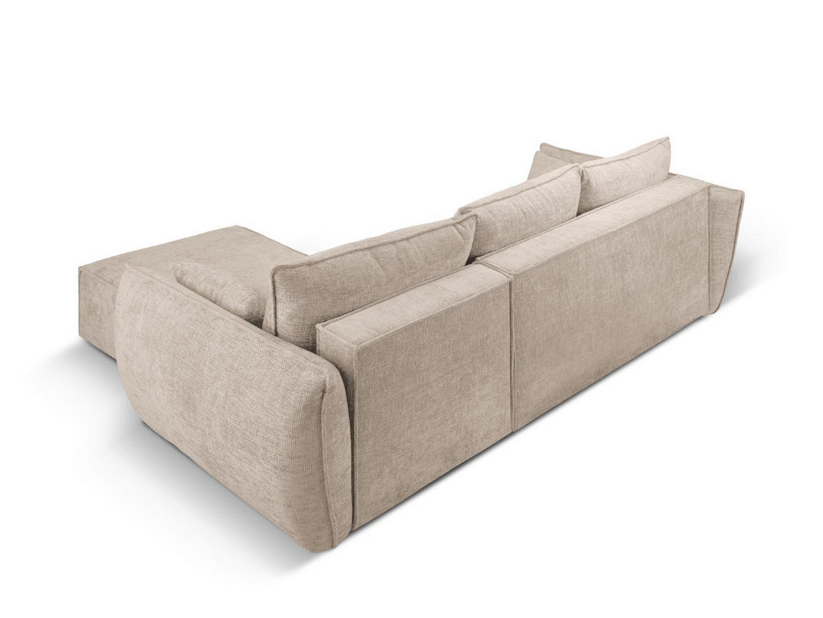 AUSKLAPPBARES-ECKSOFA rechts mit Container Kaelle aus Chenille-Stoff beige 4 Sitzplätze - Beige, Textil (165/252cm) - Micadoni