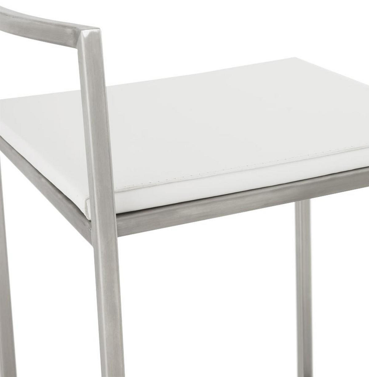 BARHOCKER Kunstleder Stahlrahmen Sitzhöhe 65cm Industrial LEXARIX MINI, Weiß 44x41x76,5 cm - Silberfarben/Weiß, Kunststoff/Textil (43/77/41cm) - KADIMA DESIGN
