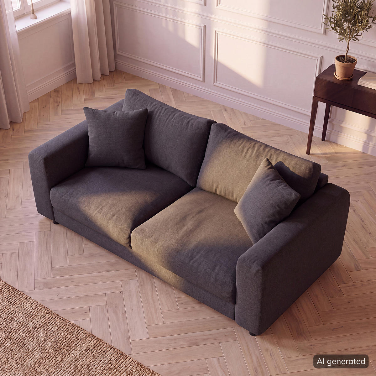 2,5-SITZER SOFA - Schwarz/Grau, Holz/Kunststoff (182/79/106cm) - home24