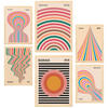 POSTER Set Mit 6 Geometrische Bauhaus Pastellfarben A3 & A4 Rahmen Aus Hellem Holz - Beige, Papier (29/3cm) - Nacnic