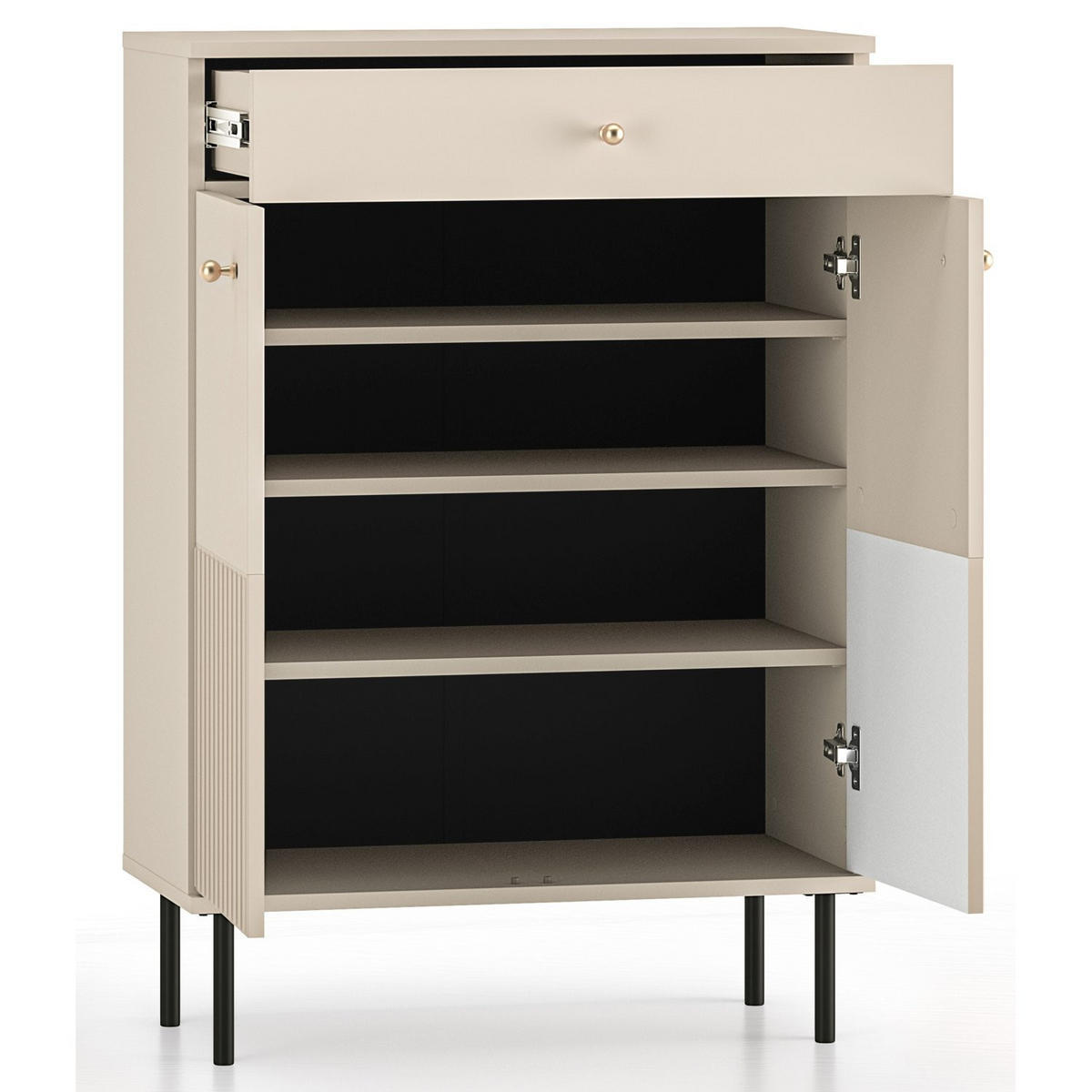 SCHUHSCHRANK Caletto Beige 68 cm - Beige/Goldfarben, Holzwerkstoff/Metall (68/98/34cm) - Selsey