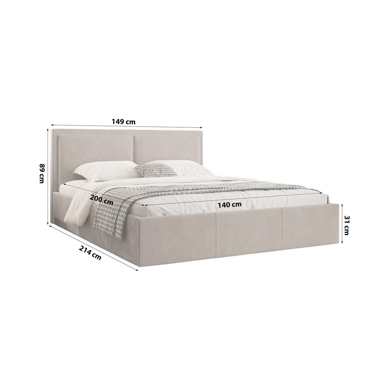 POLSTERBETT aus Polyester Osterne II 140x200 cm, Beige - Hellbraun, Textil (140/200cm) - Fedve