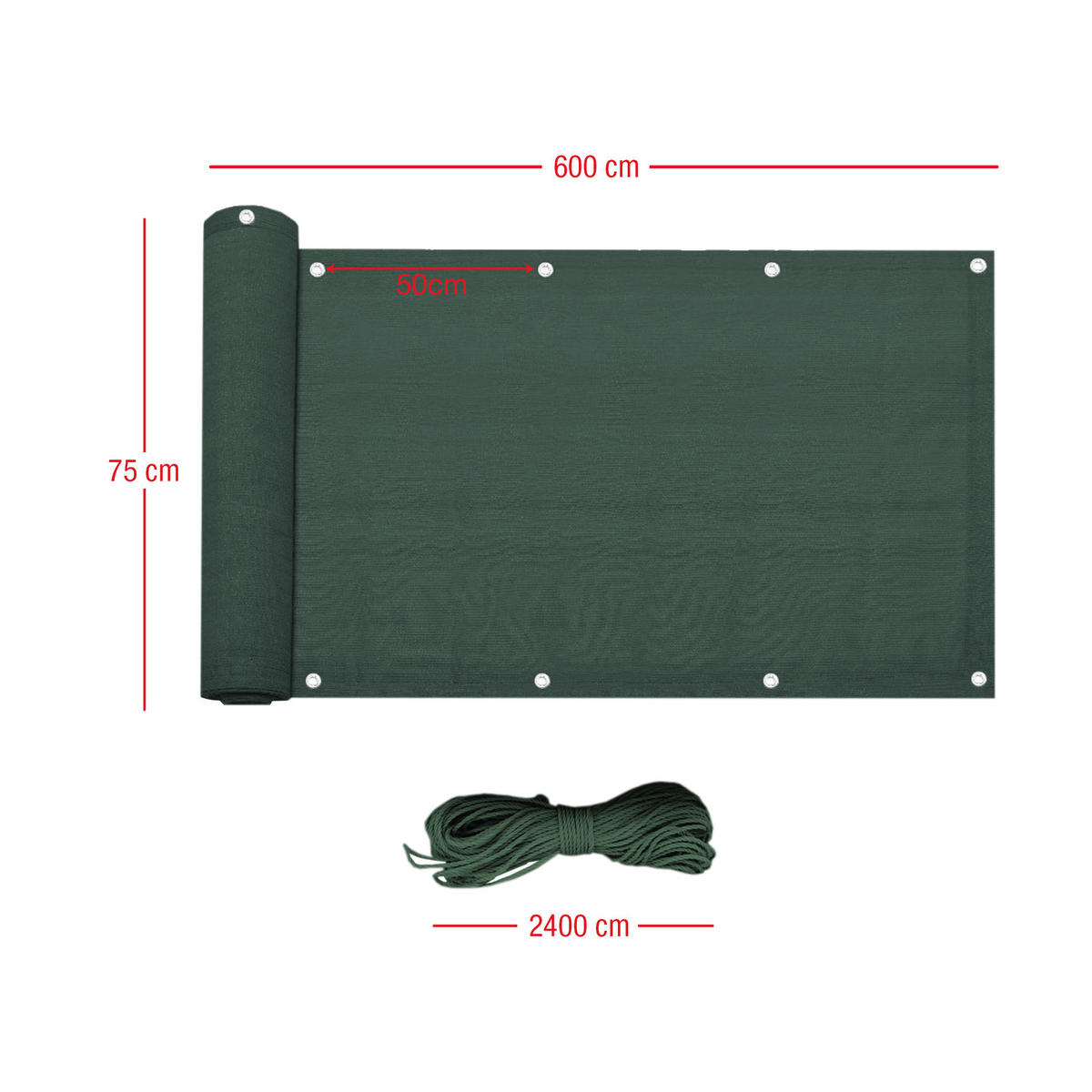 BALKONABDECKUNG Grün 600/1/75 cm - Grün, Kunststoff (600/75cm) - Mobili Rebecca