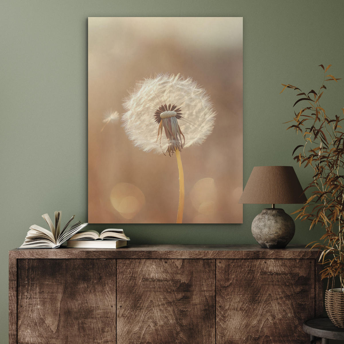 AKUSTIKPANEEL Löwenzahn - Beige - Natur - Blume 60x80 cm - Hellbraun, Textil (60/0.9/80cm) - MuchoWow
