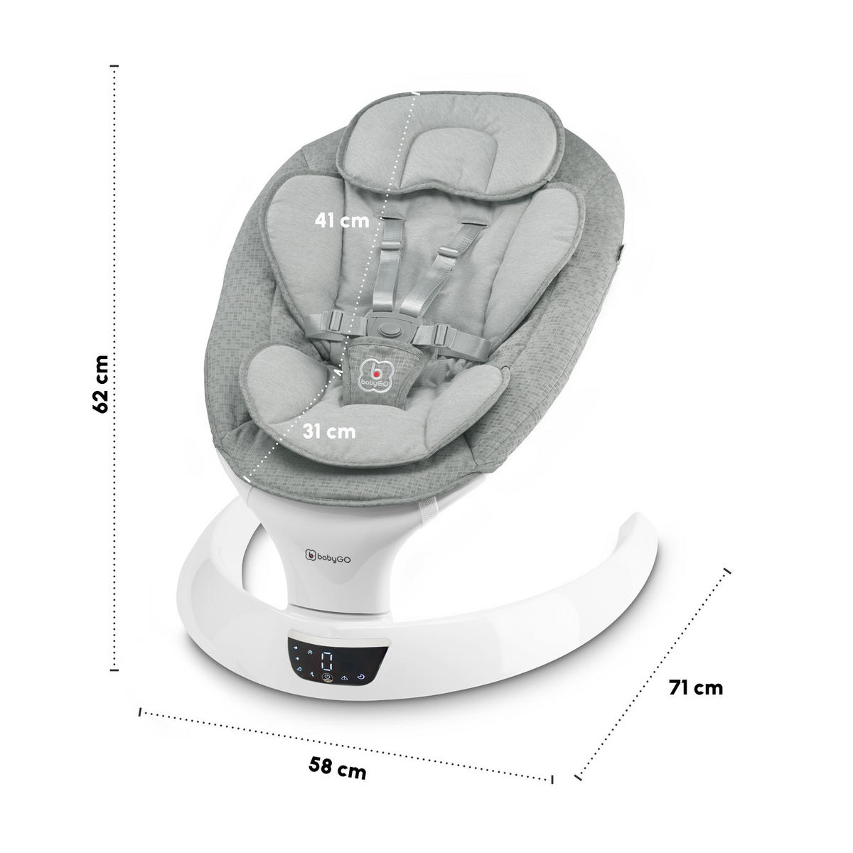 BABYWIEGE Swing grau - Grau, Kunststoff (58/62/71cm) - BabyGo