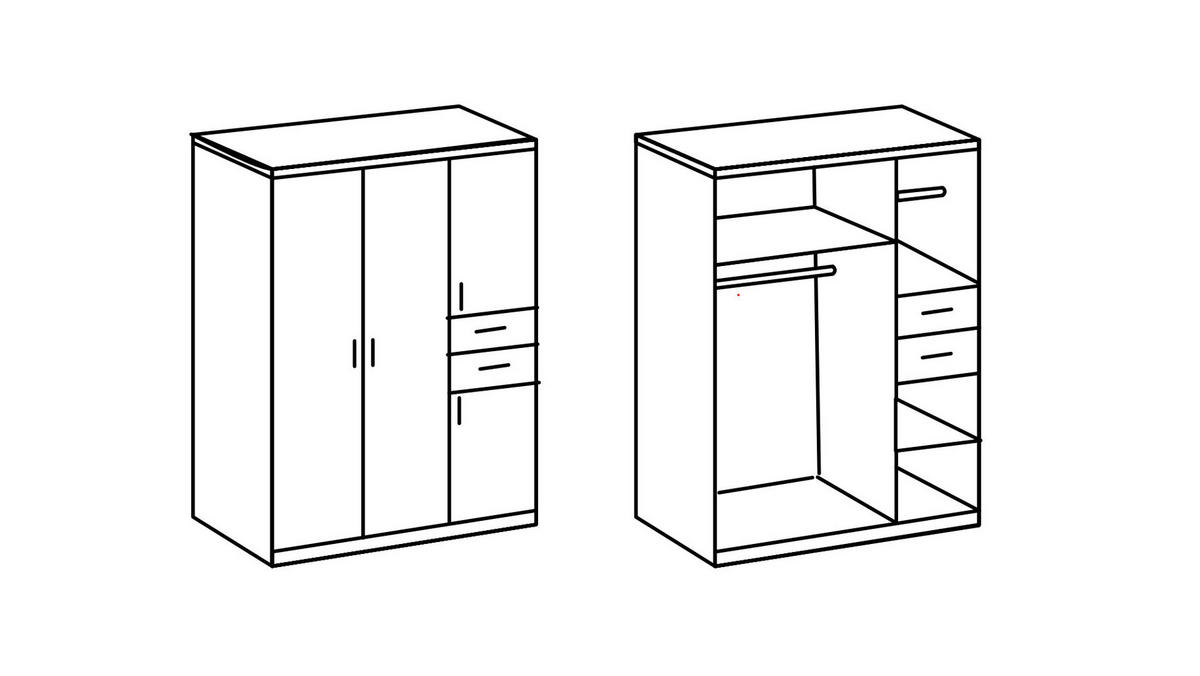 JUGENDZIMMER Bahamas Saharagrau- Weiß 4 teilig mit Drehtürenschrank und Klappbett - Grau, Holzwerkstoff (80/200/120cm)