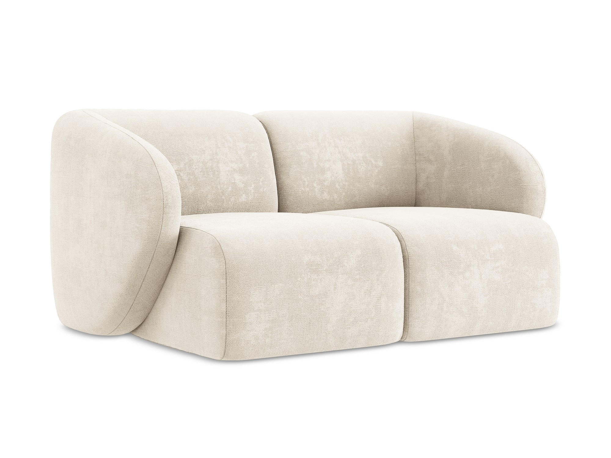 2-SITZER-SOFA Chenille Stoff Beige - Creme/Schwarz, Holzwerkstoff/Kunststoff (174/75/94cm) - Makamii