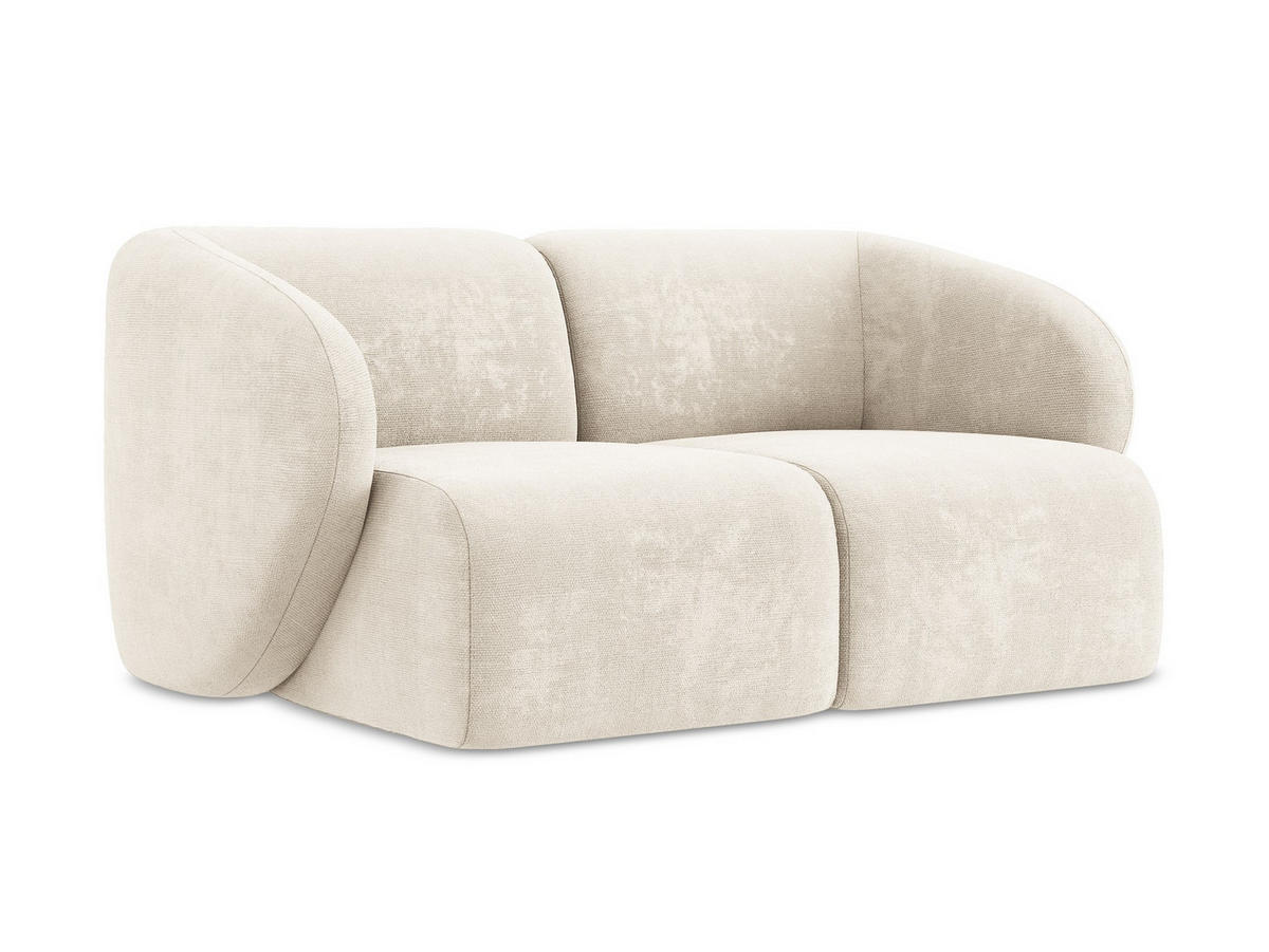 2-SITZER-SOFA Chenille Stoff Beige - Creme/Schwarz, Holzwerkstoff/Kunststoff (174/75/94cm) - Makamii