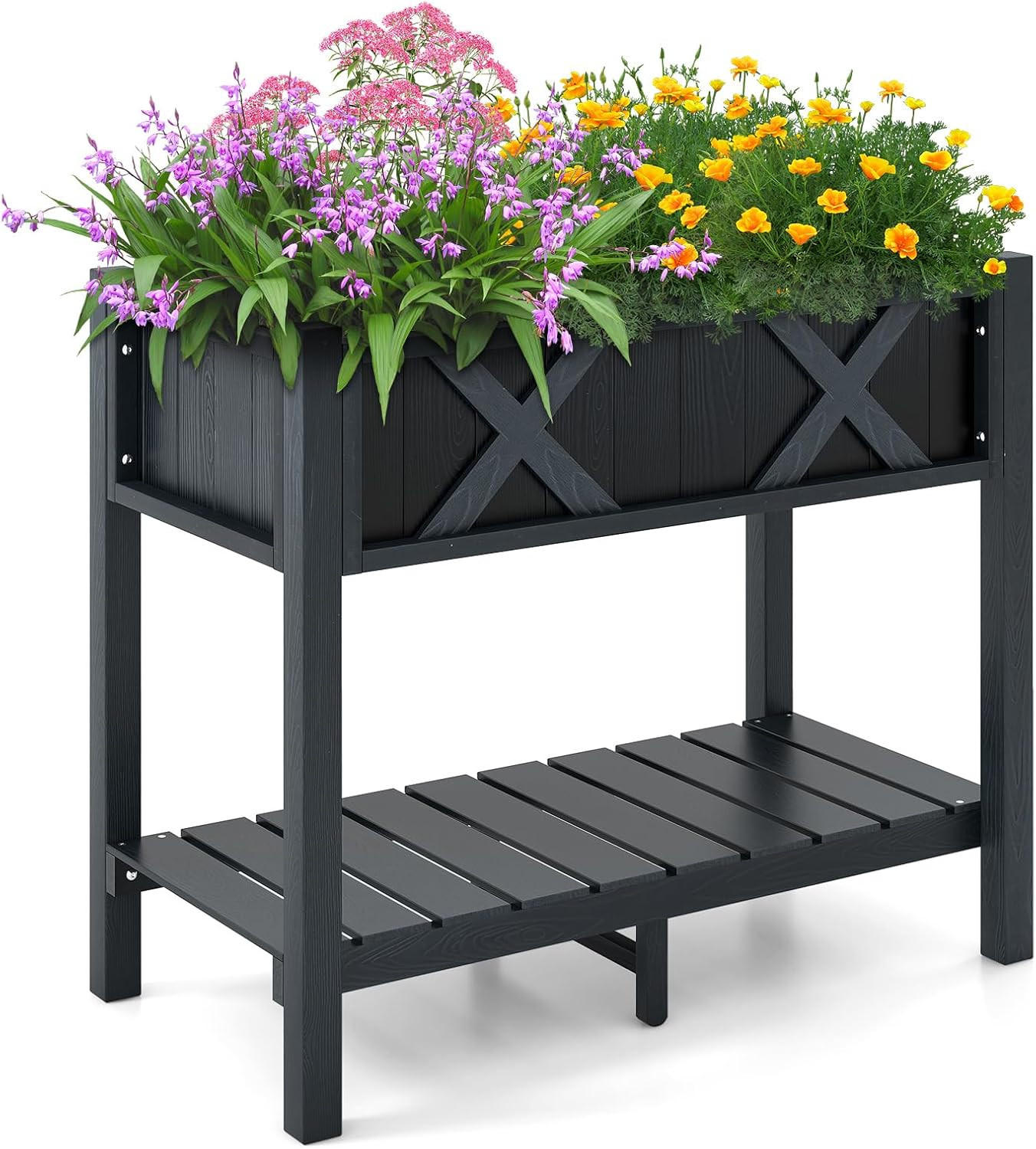 HOCHBEET Schwarz - Schwarz, Holz (86/73/45cm) - COSTWAY