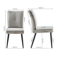 STUHL gepolstert mit Samtbezug Grau 41x44x90.5 cm Metall 2er-Set - Grau, Metall (41/90.5/44cm) - SONNENH