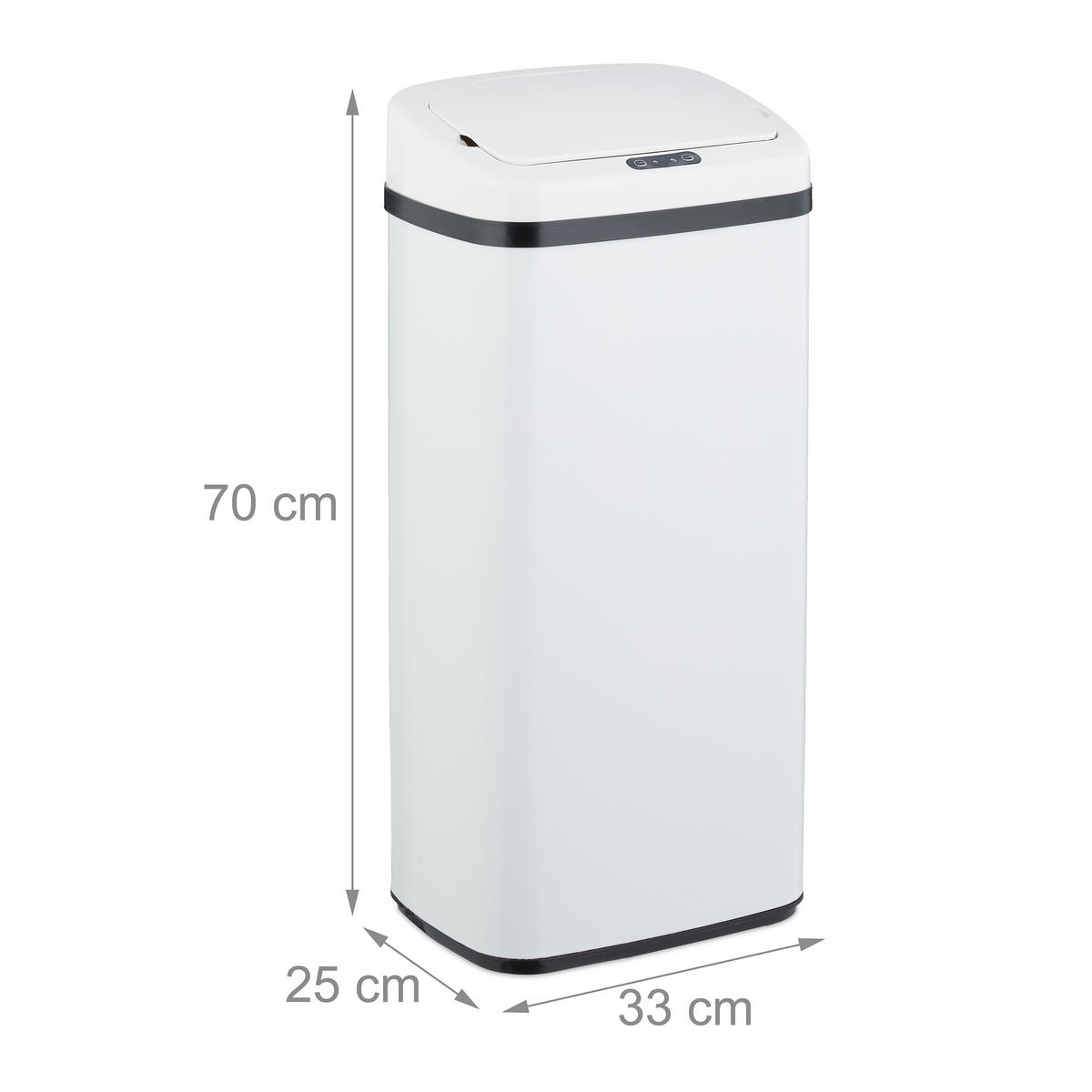 SENSOR-MÜLLEIMER - Weiß, Kunststoff/Metall (33/70/25cm) - Relaxdays
