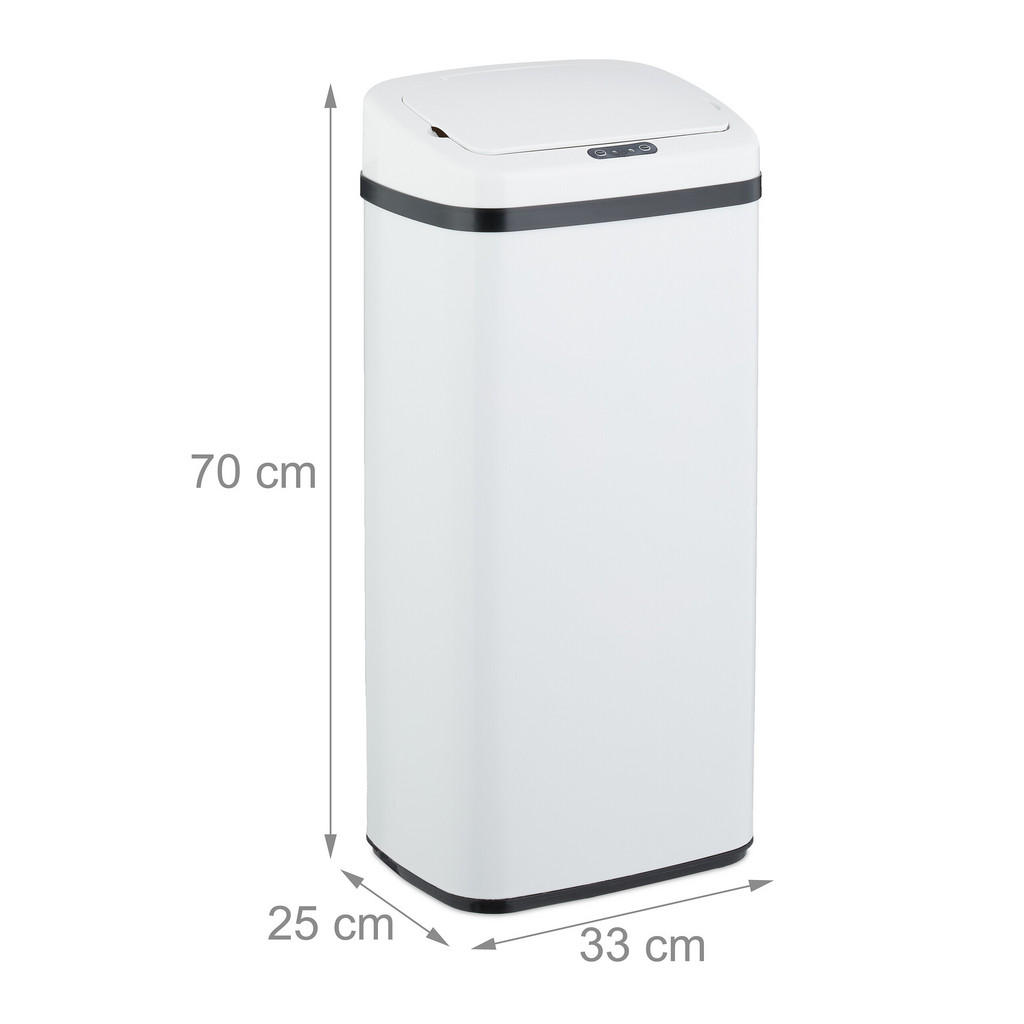 Thumbnail - Relaxdays Sensor-Mülleimer, Weiß, Metall, Kunststoff, 33x70x25 cm, Küchen, Küchenausstattung, Mülleimer
