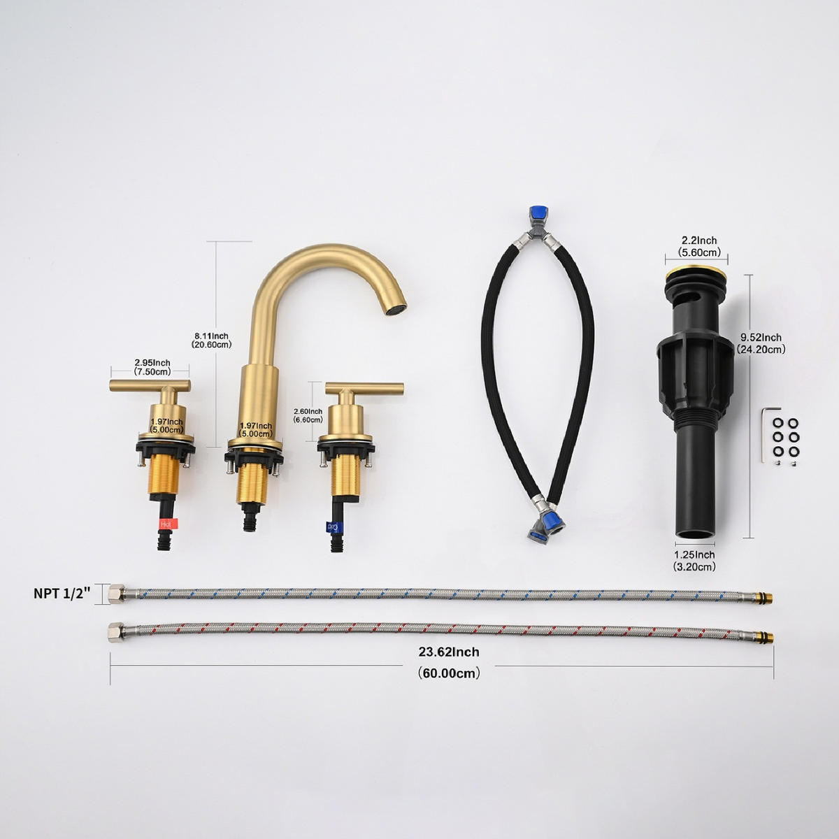 ARMATUR für Warm- und Kaltwasser – Gold – G1/2 - Platinfarben, Metall (35/8.5/28cm)