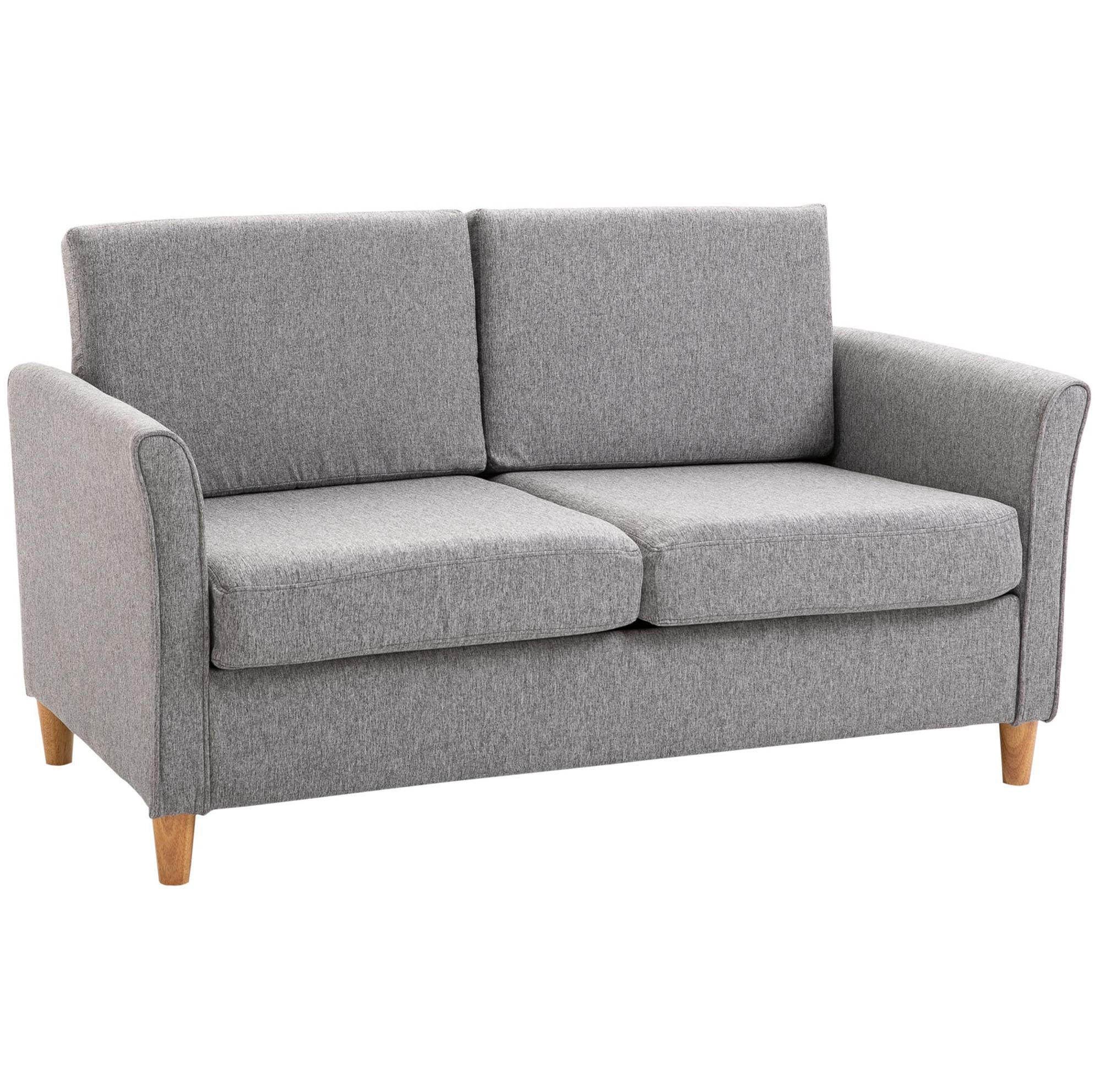 2-SITZER Sofa Leinenbezug mit abnehmbaren Bezügen 141/70/78 cm Hellgrau - Hellgrau, Textil (70/78/141cm) - Redom