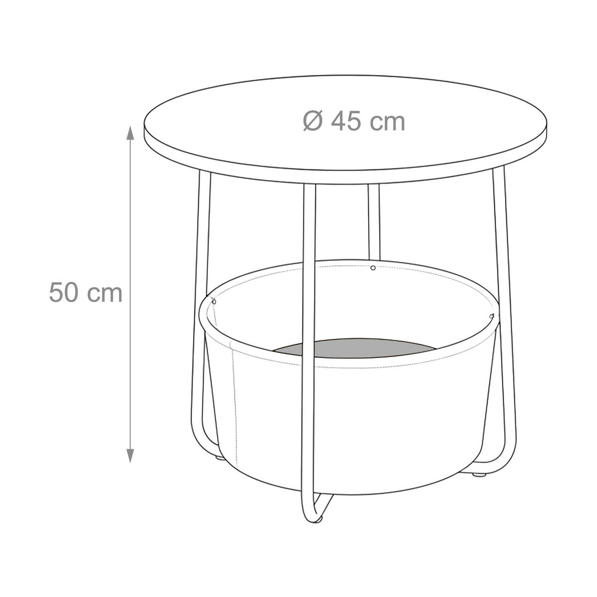 BEISTELLTISCH - Multicolor, Holzwerkstoff/Textil (45/45/50cm) - Relaxdays