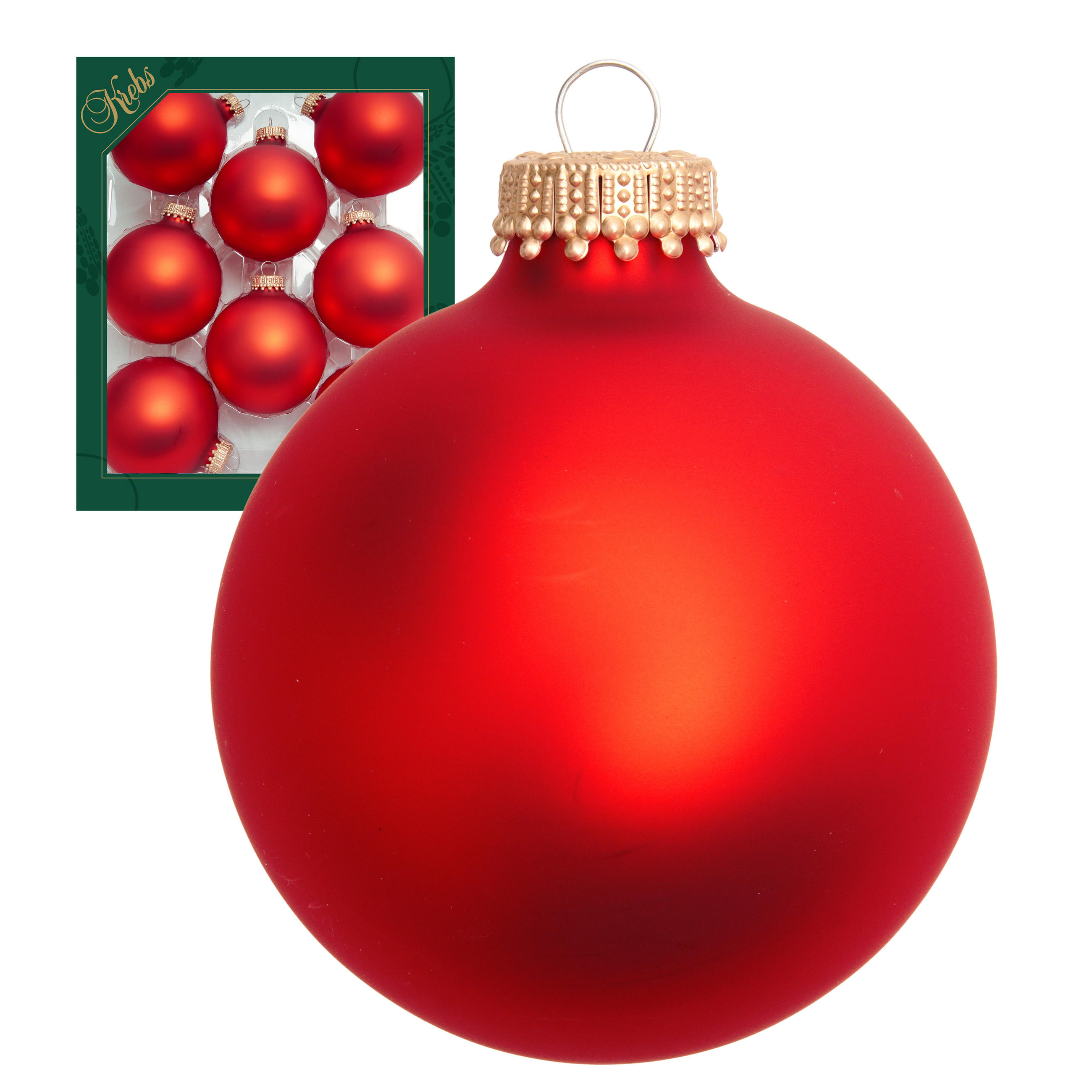 Krebs Glas Lauscha Christbaumkugeln Rot 7x7x7 cm