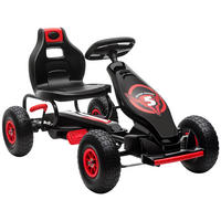 KINDER-GOKART DE-06130 mit Pedalen und verstellbarem Sitz Rot/Schwarz - Rot/Schwarz, Kunststoff/Metall (121/58/61cm) - ComfortXL