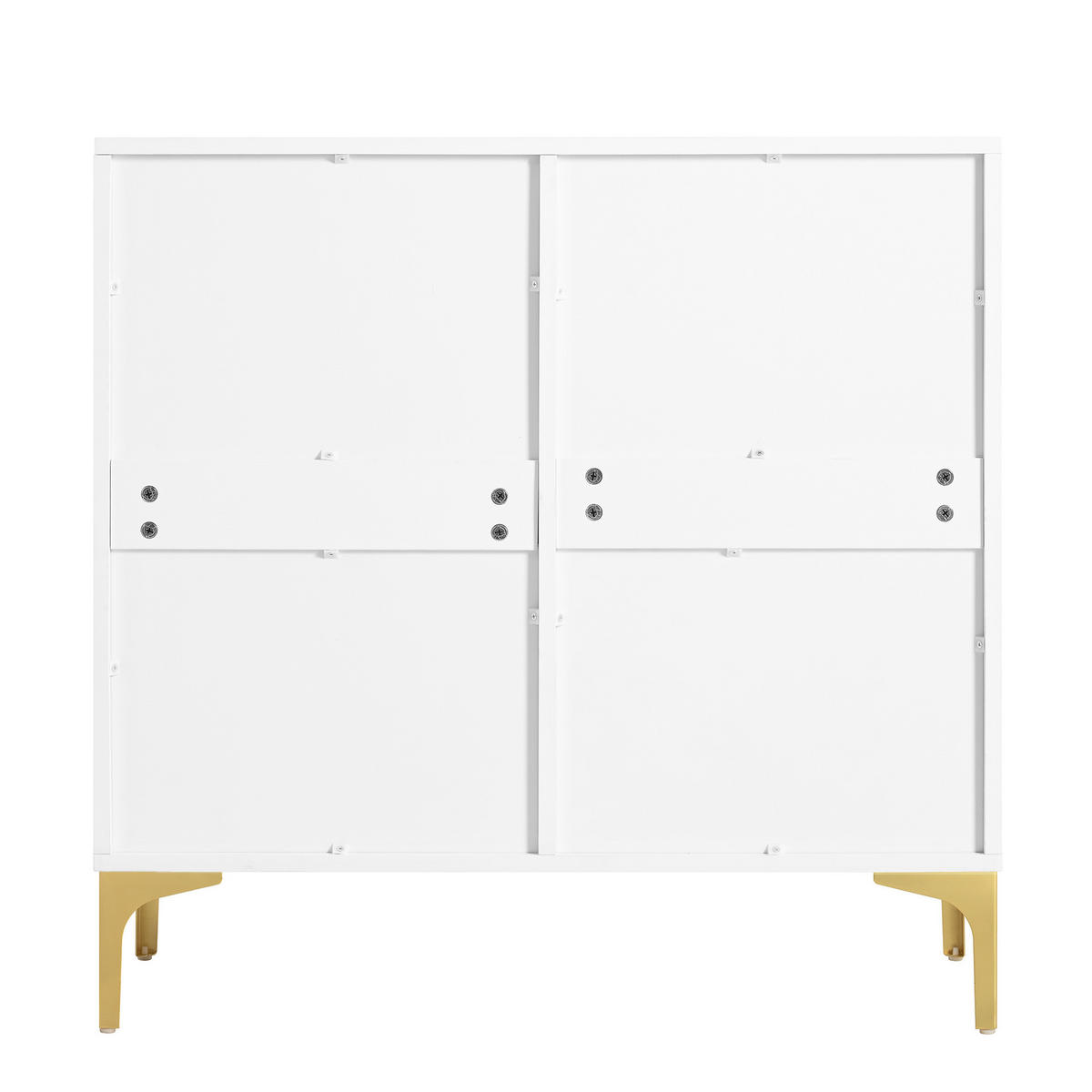 SIDEBOARD aus MDF 35x80x79,5 cm Weiß mit 2 Türen und 2 Schubladen, Wellenfront und Kippsicherung - Weiß, Holzwerkstoff (80/79.5/35cm) - Modfu
