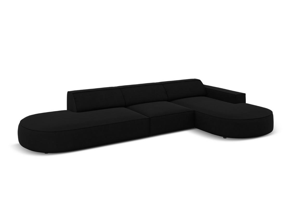 ECKSOFA rechts Jodie aus Samt schwarz 4 Sitzplätze - Schwarz, Textil (166/342cm) - Micadoni