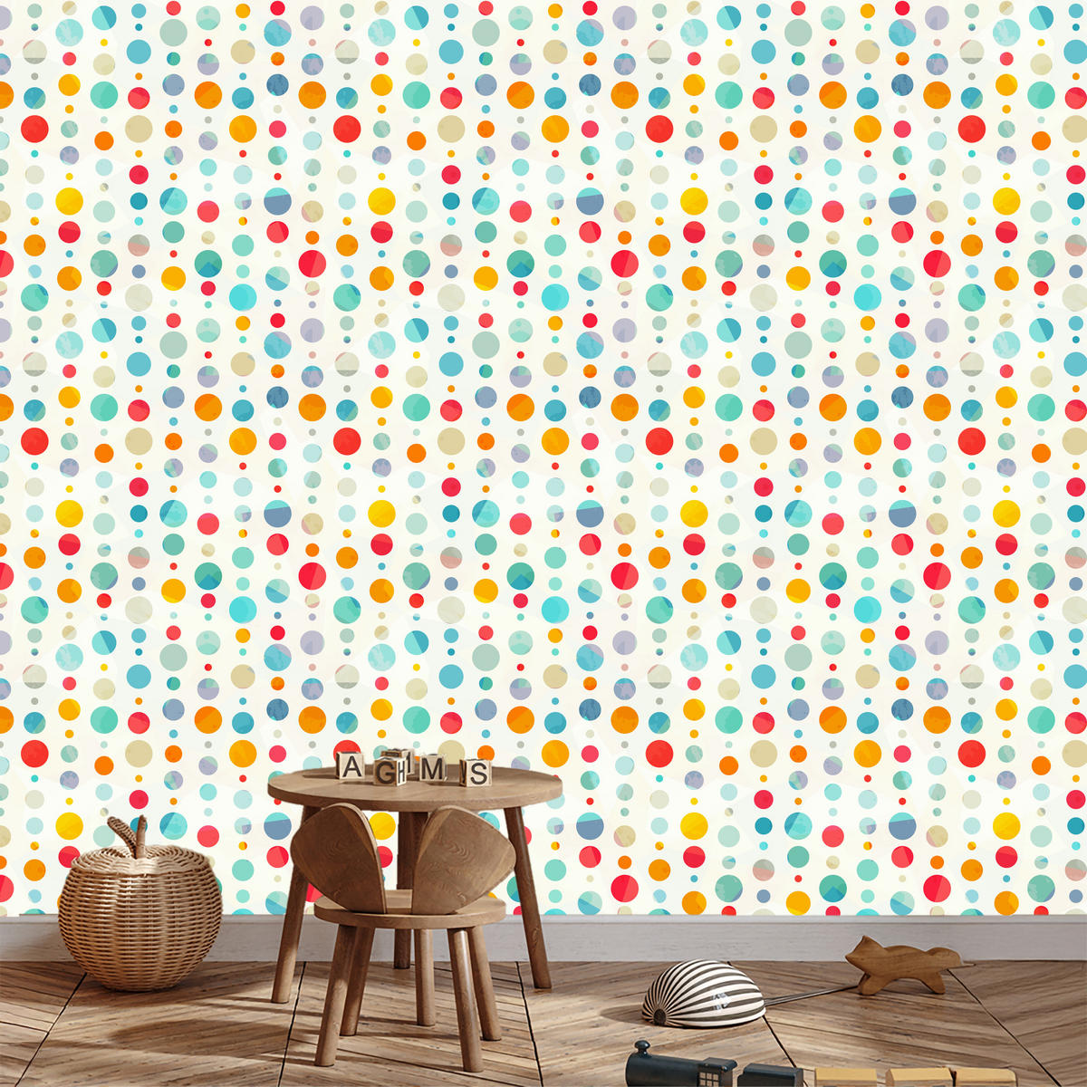 VLIESTAPETE Bunte Punkte – Bunt, Weiß – 50x1000 cm - Multicolor/Weiß, Papier (50/1000cm) - Muralo