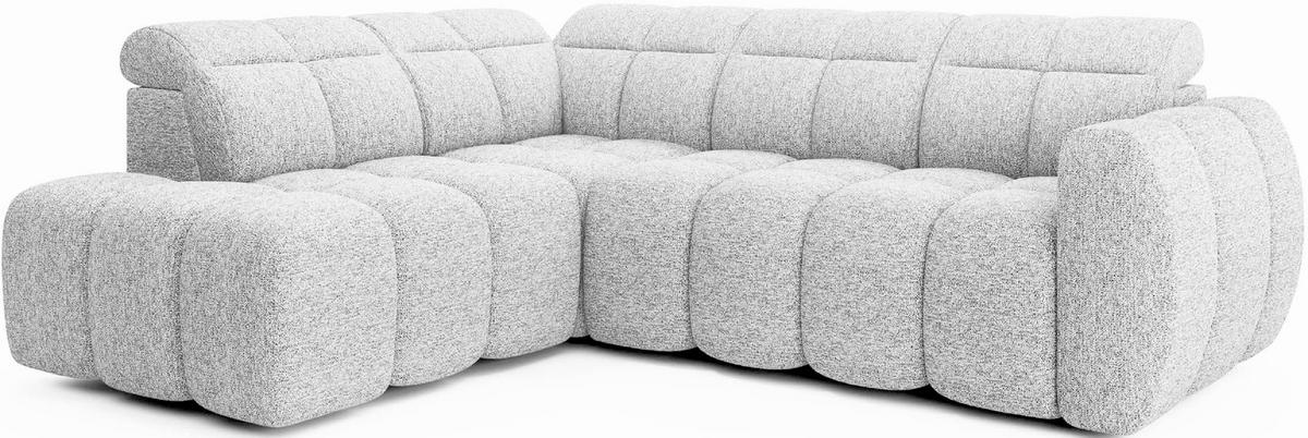 ECKSOFA mit elektrischem Sitzvorschub, Bettkasten und verstellbare Kopflehnen - Hellgrau, Naturmaterialien/Textil (258/208cm) - Eltap