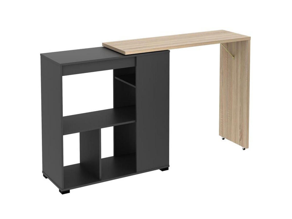 BARTISCH drehbar mit Stauraum - Holzfarben & Anthrazit - SATURNE - Anthrazit, Holz (39.6/100/172cm) - Vente-Unique