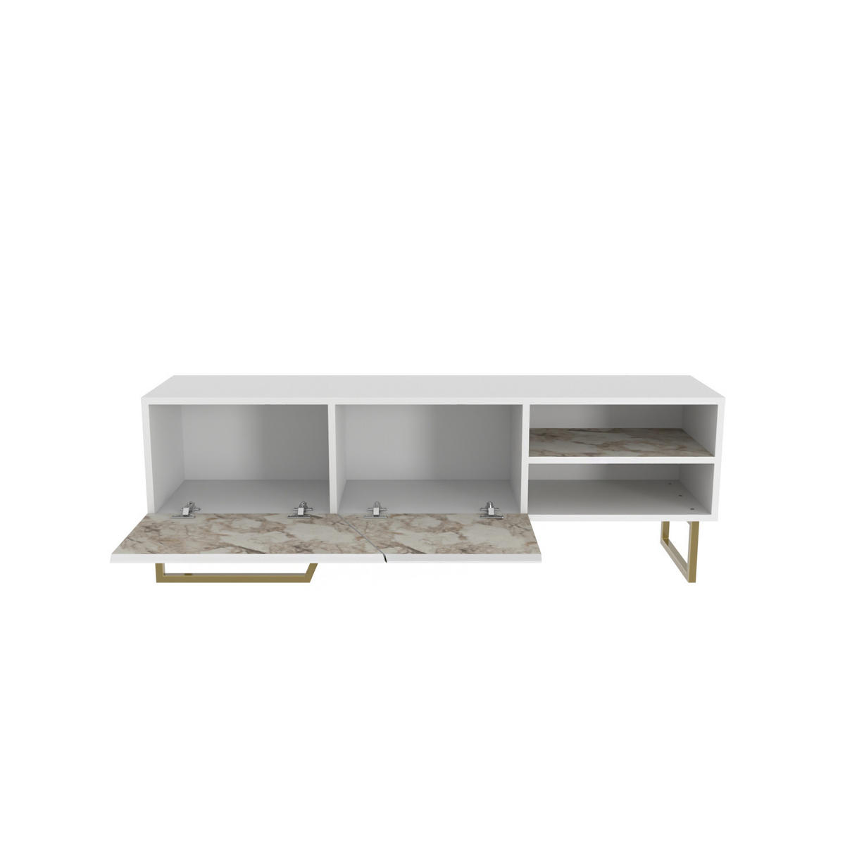 TV-ELEMENT Denasse Weiß Gold - Goldfarben/Weiß, Holzwerkstoff (150/50.5/35cm) - Decorotika