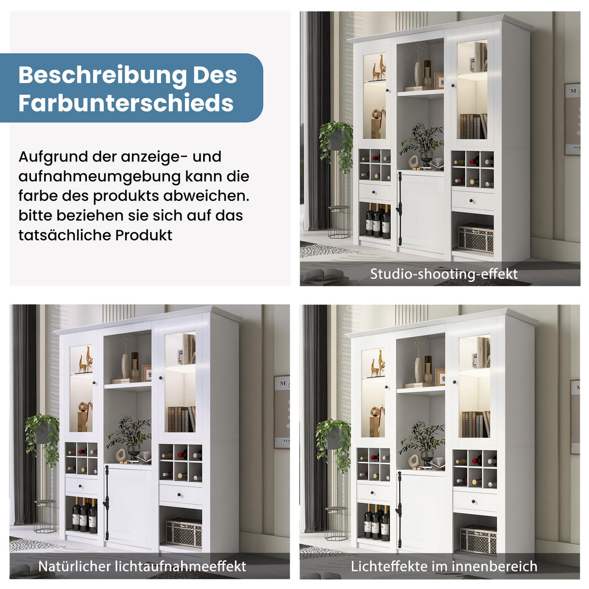 VITRINE LED 3 Böden Standvitrine Stauraum Weiß - Weiß, Holzwerkstoff (143/170/45.5cm) - FLIEKS