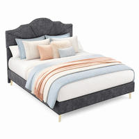 POLSTERBETT 140/200 mit weichem Kopfteil und Veloursbezug in Grau - Grau, Holzwerkstoff/Textil (140/200cm) - EVRYAE