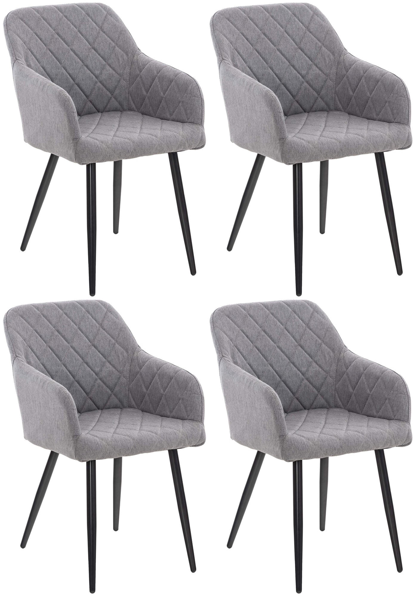 ARMLEHNENSTUHL 4er Set Stoff grau - Schwarz/Grau, Textil/Metall (47/84/44cm) - CLP