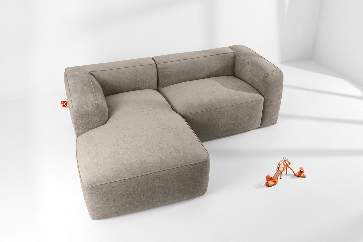 ECKSOFA LINKS FUBBO, Beige - Beige, Holz/Holzwerkstoff (225/176cm) - KONSIMO®