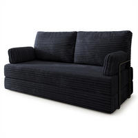 POHOVKA z pěny SILAR s kovovým rámem Manšestrová látka Černá - černá, textil (170/86/80cm) - MASSENO