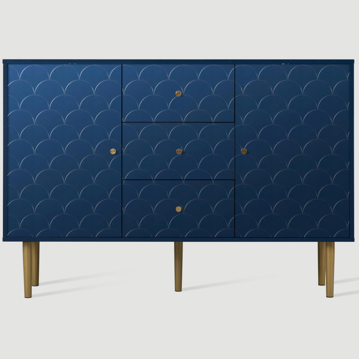 SIDEBOARD aus Spanplatte und Metall 40x120x83 cm Marineblau mit 3 Schubladen und verstellbarem Fachboden - Dunkelblau, Metall (120/83/40cm) - IVMEU