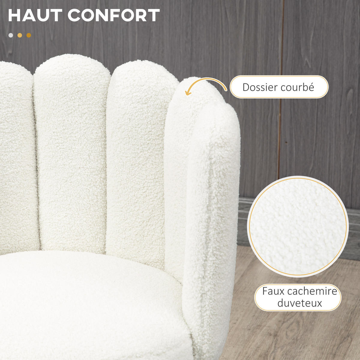BARHOCKER 2er-Set DE-14722 mit Boucle-Bezug & Fußstütze Creme/Schwarz - Weiß, Metall (50/93/52cm) - ComfortXL