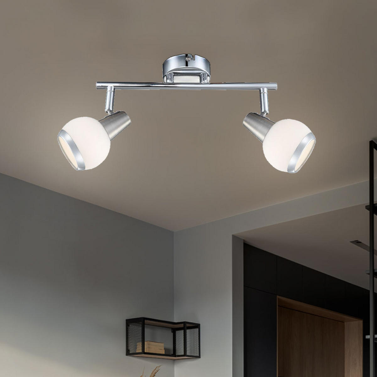 LED DECKENLEUCHTE Karde Chrom Silber - Silberfarben, Glas (30/8/15cm) - Globo Lighting
