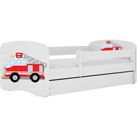 KINDERBETT Emily mit Schublade und Matratze, Weiß 70x140 cm - Rot/Weiß, Holzwerkstoff (140/70cm) - WFL GROUP