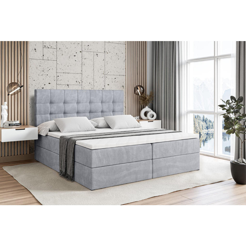 Thumbnail - Altdecor Boxbett, Hellgrau, Holzwerkstoff, Höhe ca. 20 cm, 180x200 cm, Schlafzimmer, Betten, Boxspringbetten