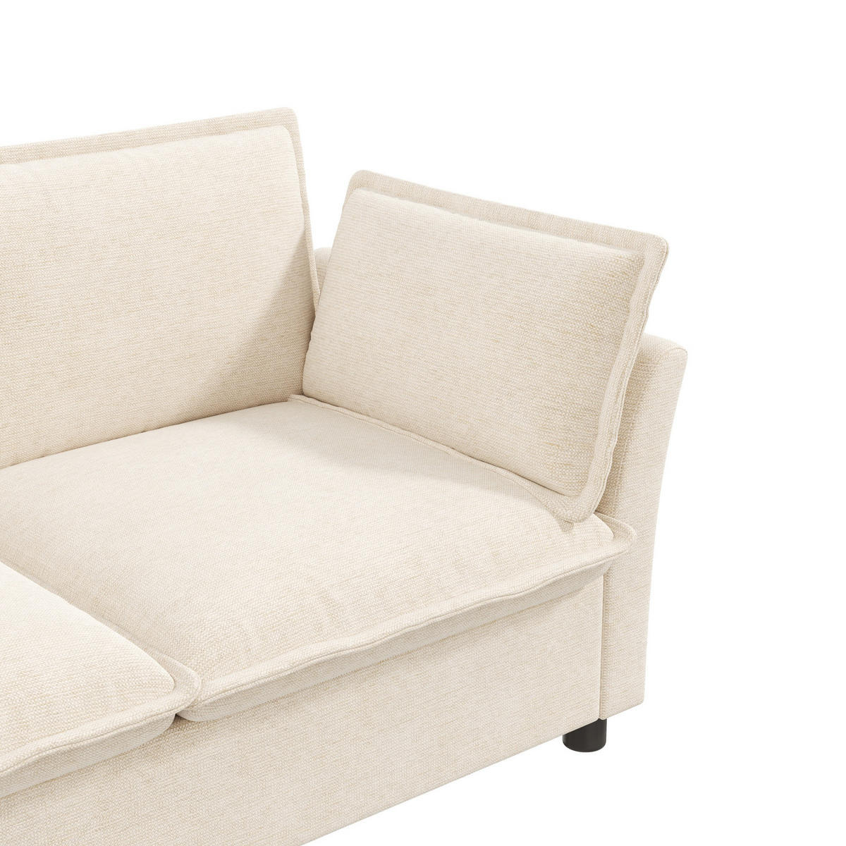 2-SITZER-SOFA DE-33210 mit dicken Polstern und Armlehnenkissen Beige - Beige, Metall (155/87/81cm) - ComfortXL
