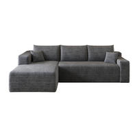 ECKSOFA 241 cm aus Stoff mit weichem Cordbezug und Chaise Lounge Dunkelgrau - Dunkelgrau, Textil (151/241cm) - Modenvie