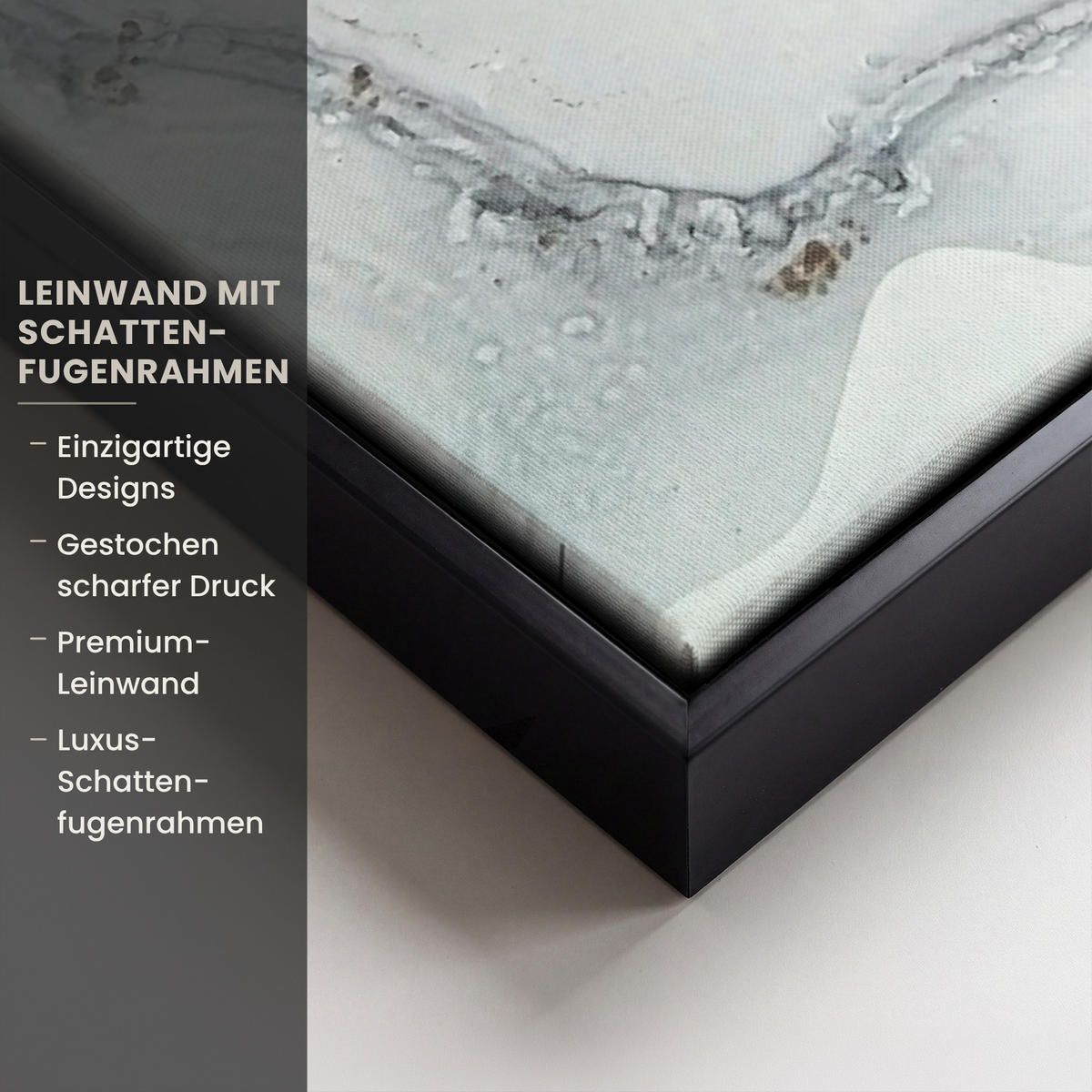 LEINWAND Bilder mit Rahmen - Marmor - Schwarz - Weiß - Gold - Luxus - Abstrakt - 50x50 - Goldfarben, Textil (50/50cm) - MuchoWow
