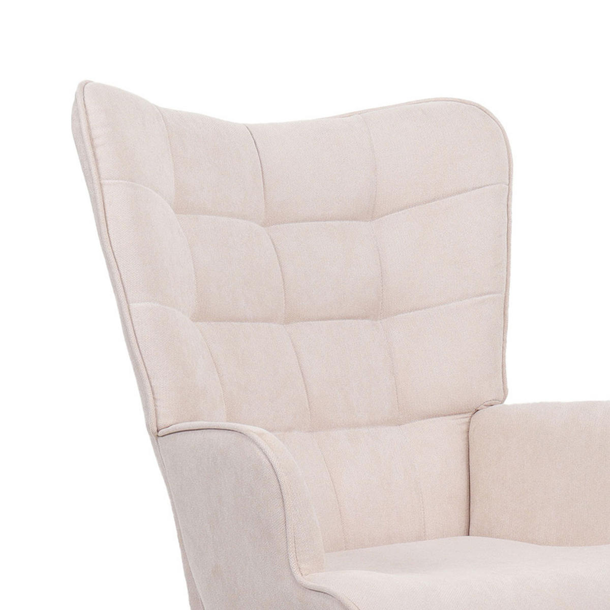 SESSEL Stella Skandinavischer aus beigem Stoff mit Nähten - Beige/Creme, Holz/Holzwerkstoff (67/102/73.5cm) - Sicaan